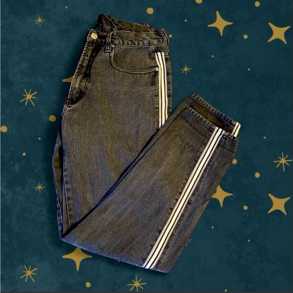 Vintage Black Jeans with White Side Stripes